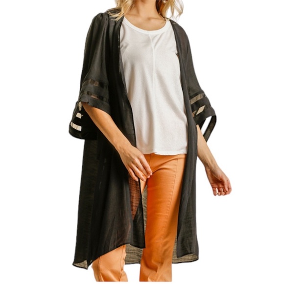Chic Black Sheer Kimono Cardigan - Picture 1 of 8